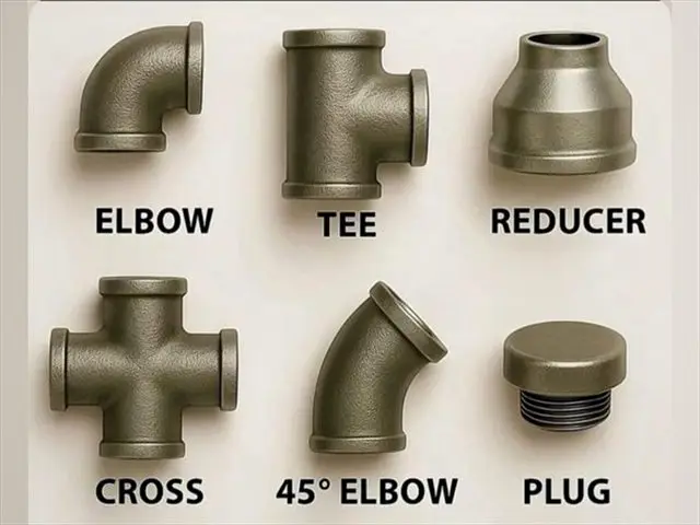 Steel pipes and fittings stacked in a yard